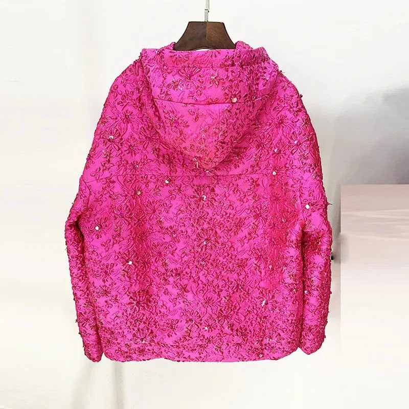 BA2257 Kimshein Fashion High Quality Clothes Blazers Ladies Women Flower Women Party Long Hooded Jacket