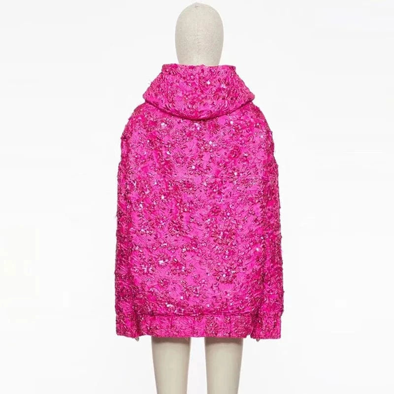 BA2257 Kimshein Fashion High Quality Clothes Blazers Ladies Women Flower Women Party Long Hooded Jacket