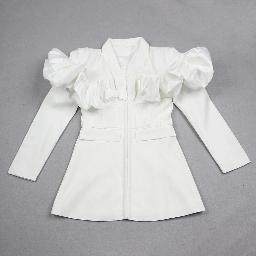 BA2293 Kimshein Formal Blazer Dress New Arrivals Puff Long Sleeves Mini Dress Fashion Blazer In High Quality