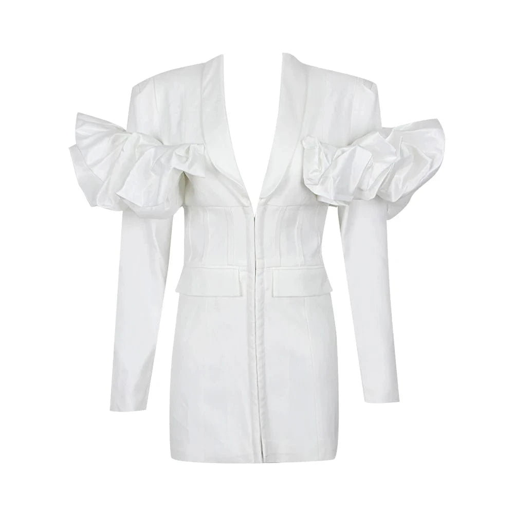 BA2293 Kimshein Formal Blazer Dress New Arrivals Puff Long Sleeves Mini Dress Fashion Blazer In High Quality