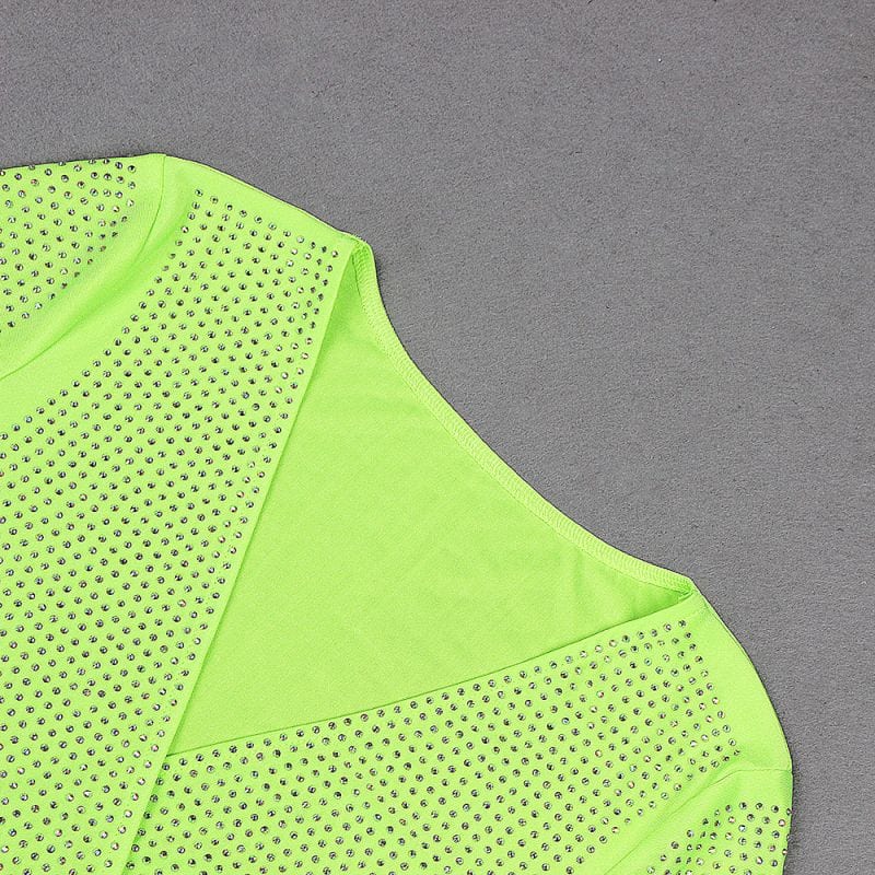 Bandage Mini Beading Deep V-Neck Long Sleeve Vestidos Bodycon Evening Celebrity Club Summer Women Dresses