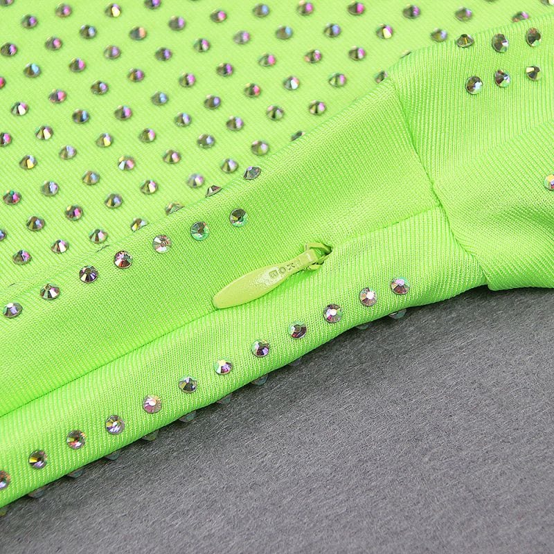 Bandage Mini Beading Deep V-Neck Long Sleeve Vestidos Bodycon Evening Celebrity Club Summer Women Dresses