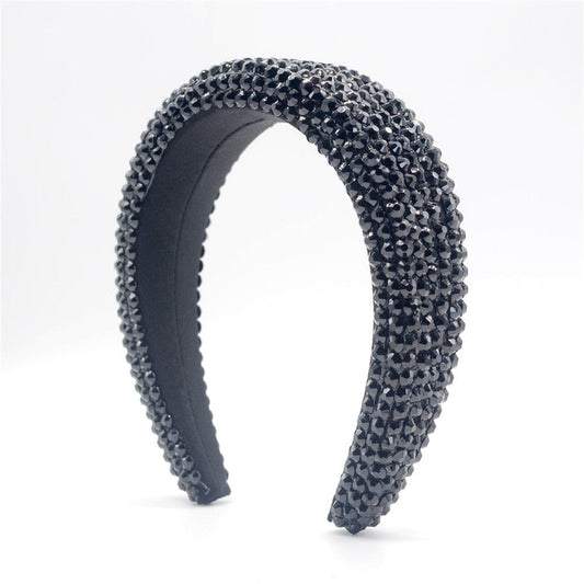 Baroque elastic hair bands full drill sponge hair band girls drill Korean version wide edge crystal silk hair band
