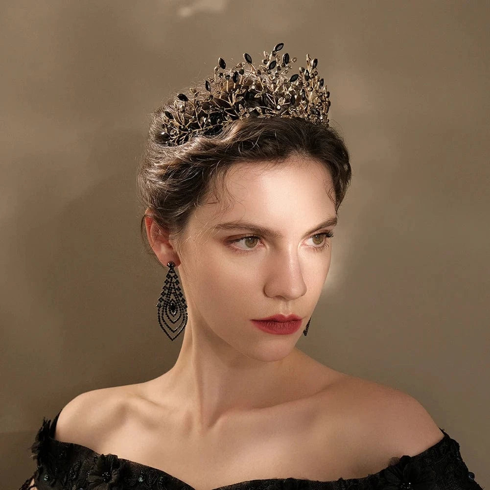 Baroque Wedding Tiaras And Royal Crowns Zircon Bridal Hair Jewelry Headpieces Cosplay Princess Queen Halloween Green Crown