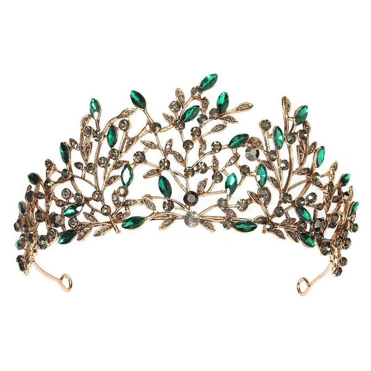Baroque Wedding Tiaras And Royal Crowns Zircon Bridal Hair Jewelry Headpieces Cosplay Princess Queen Halloween Green Crown