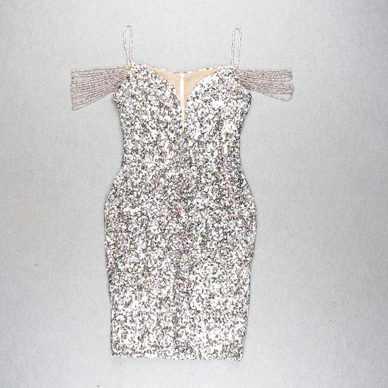 BD2072 Fashion New In Colorful Sequins V-neck Strap Long Dress For Women