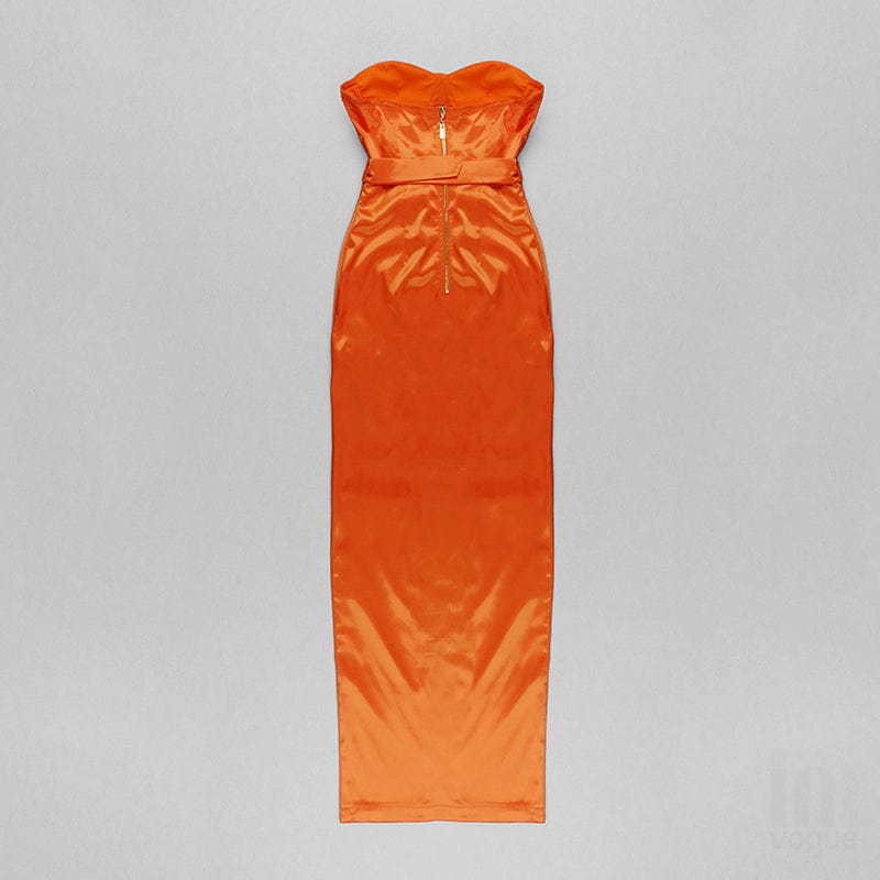 BD2133 Orange Color Clothing Backless Fashion Robe De Soiree Longue High Quality Trendy Satin Dress Asymmetric