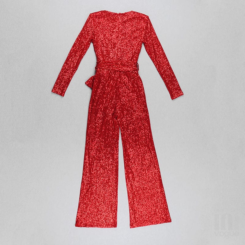 BD2164 New arrivals red sequined one piece jumpsuit women fall womens jumpsuits