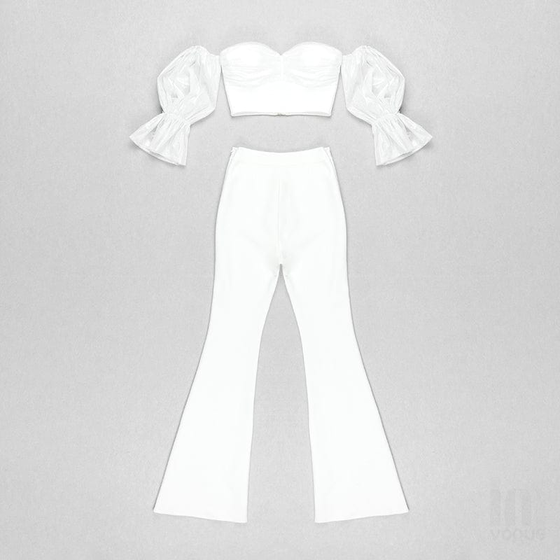 BD2180 Off Shoulder Tops Trending Outfits Two Piece Pants Set Women Fashion Spring Sets Women