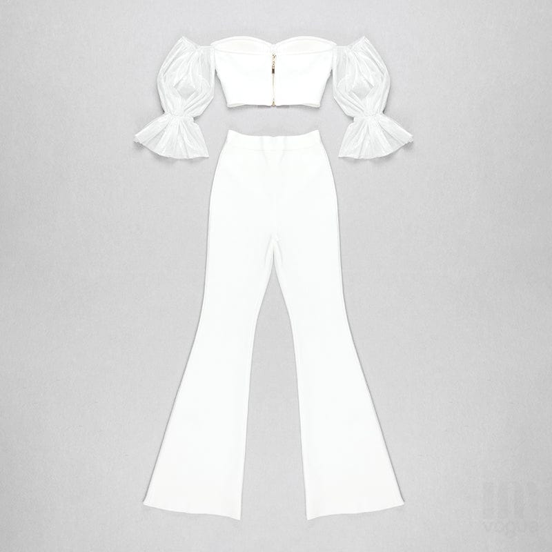 BD2180 Off Shoulder Tops Trending Outfits Two Piece Pants Set Women Fashion Spring Sets Women