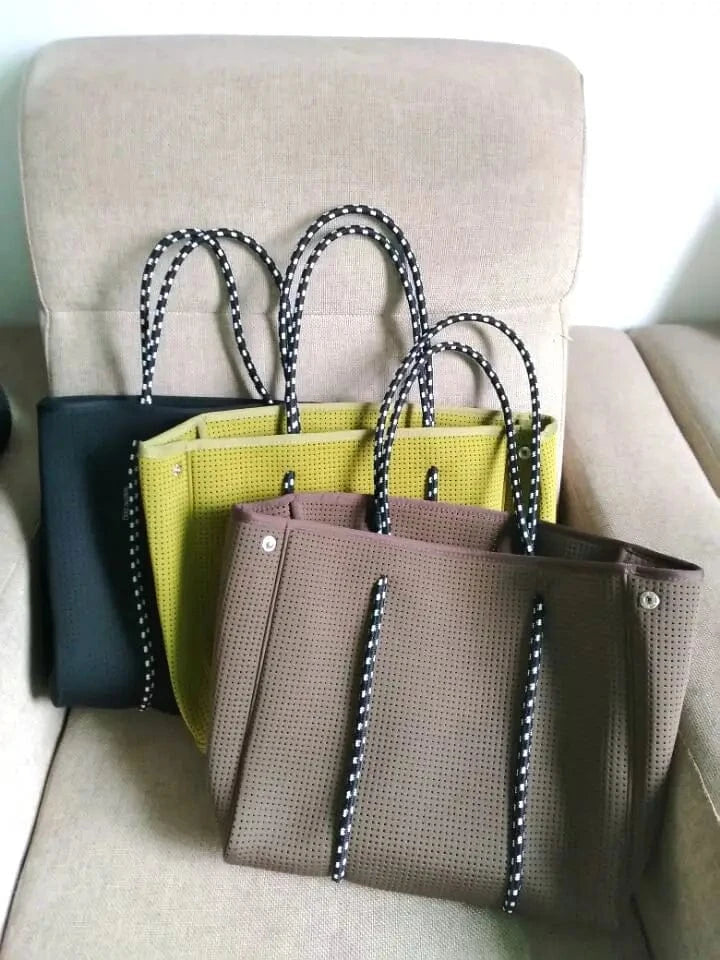 Beach Bag Hot Selling Fashion Durable Perforated Designer Neoprene Bag Wholesale Neoprene Bags Women Handbags Ladies