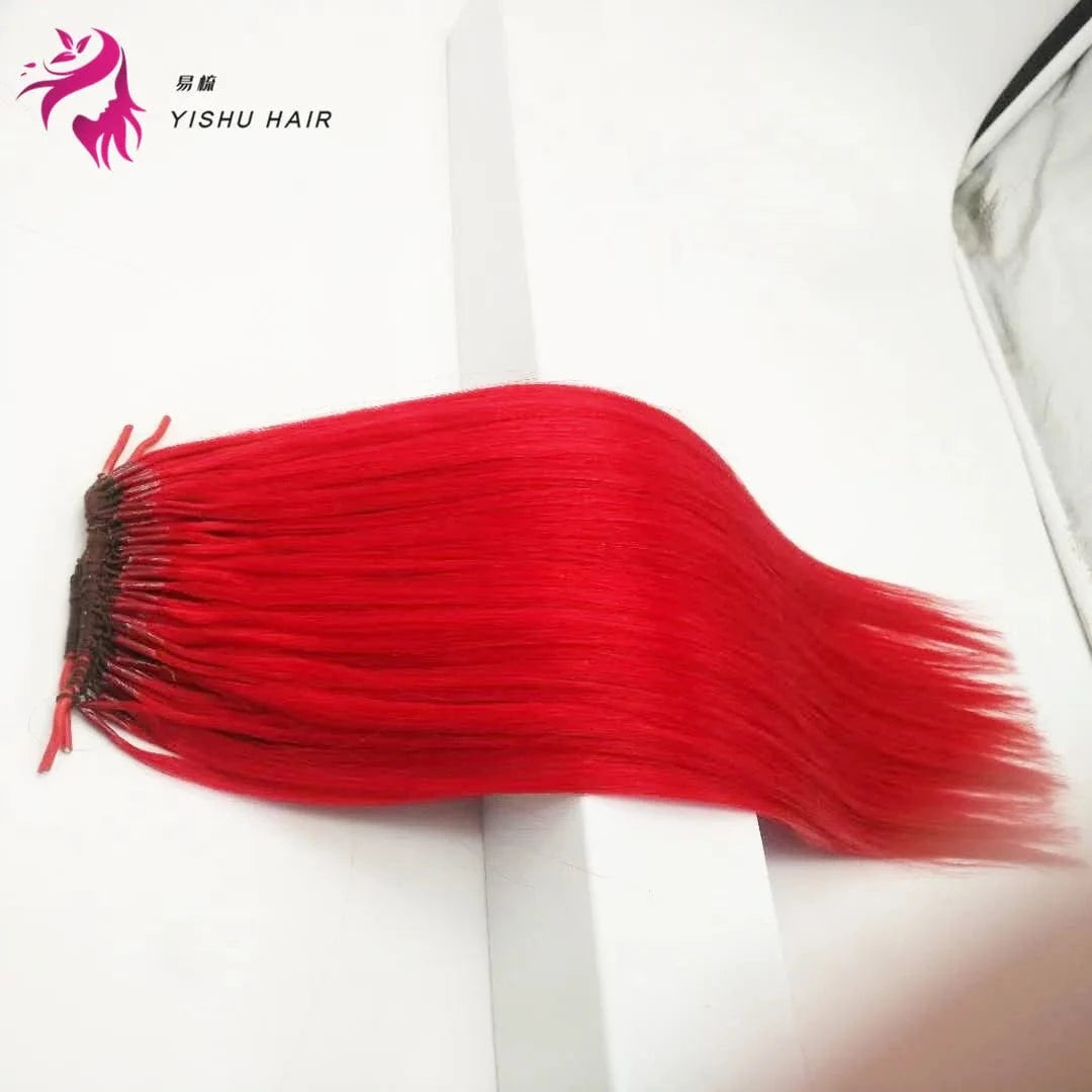 Beautiful colour blue/red/purple/pink/grey colour silk soft and straight one cotton thread  two I tip hair extensions in korea
