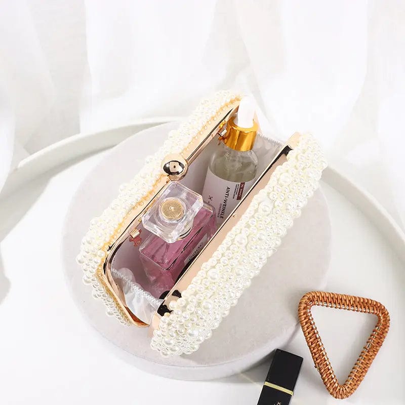Beige Factory Wholesale Special Customize European Classic Lady Vintage Beaded Mini Small Hand Clutches Wedding Bridal Evening Bags