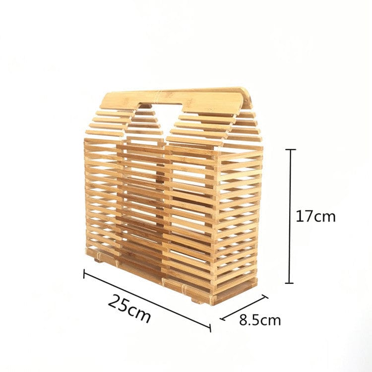 Beige New square bamboo purse seaside holiday beach bag fashion lady handbag catwalk bags