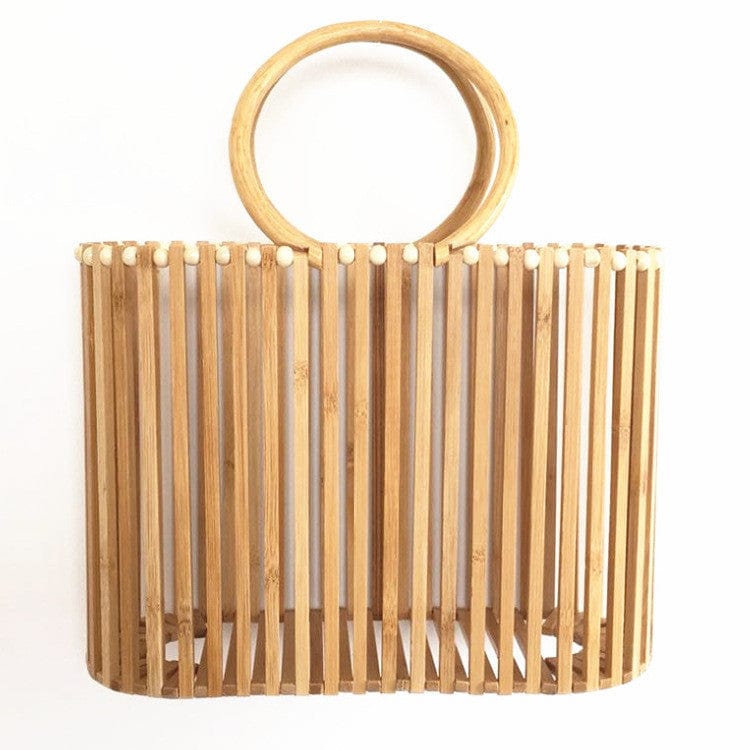Beige New square bamboo purse seaside holiday beach bag fashion lady handbag catwalk bags