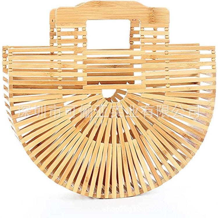 Beige New square bamboo purse seaside holiday beach bag fashion lady handbag catwalk bags