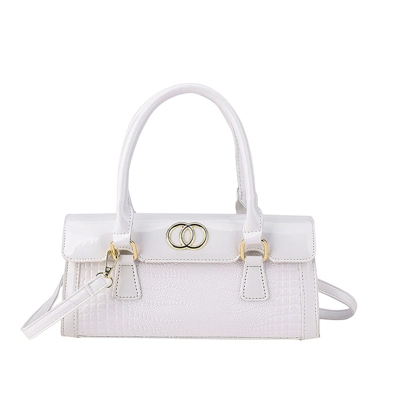 Beige Patent Leather Branded Bags Luxury Women Wholesale Top Handle Crocodile Pattern Purses and Handbags 2023