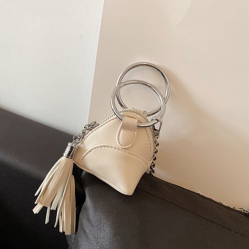 Beige Wholesale fashion girls small tassel coin purses ladies shoulder luxury sling women's mini bags