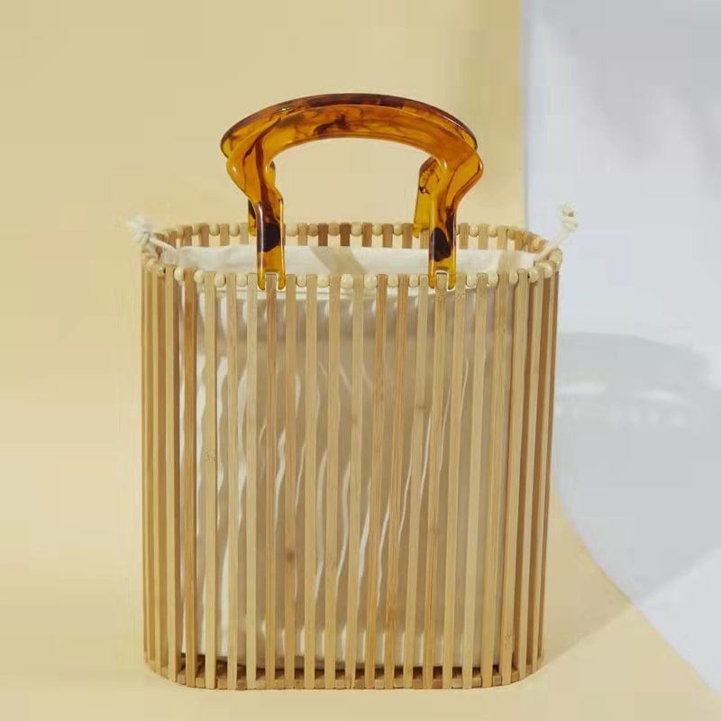 Beige Women Bamboo Handbag by Handmade Straw Bag Tote Bamboo Purse Natural Basket Bag Womens Bamboo Handbag Handmade Large Tote Bag