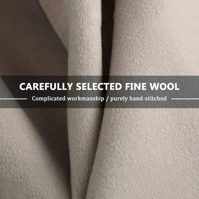 Belted Double Sided Wool Coat Ladies Cashmere Wool Coat With Detachable Fox Fur Collar