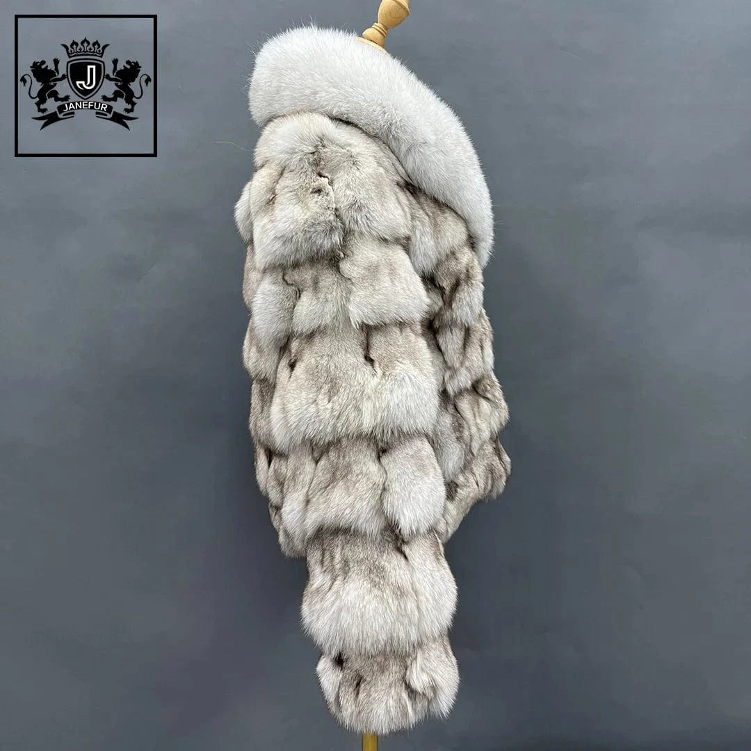 Best Price Winter Natural Color Furry Normal Patchwork Fox Fur Coat