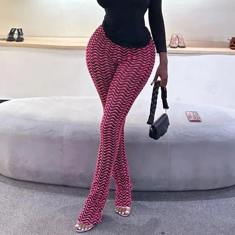 Best Selling Autumn Black and White Corrugated Hip-lifting Pants Fashion Casual All-match Trousers Slim-fit Women's Trousers