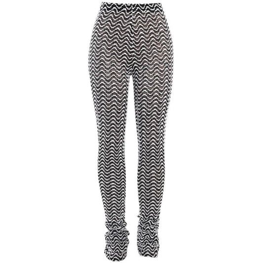 Best Selling Autumn Black and White Corrugated Hip-lifting Pants Fashion Casual All-match Trousers Slim-fit Women's Trousers