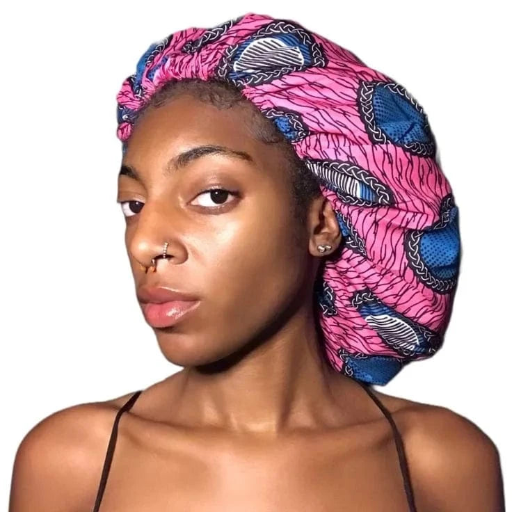 Best Selling Multiple color Handmade Products Custom Silk African Ankara Print Sleep Hair Bonnet with Logo for Wholesale