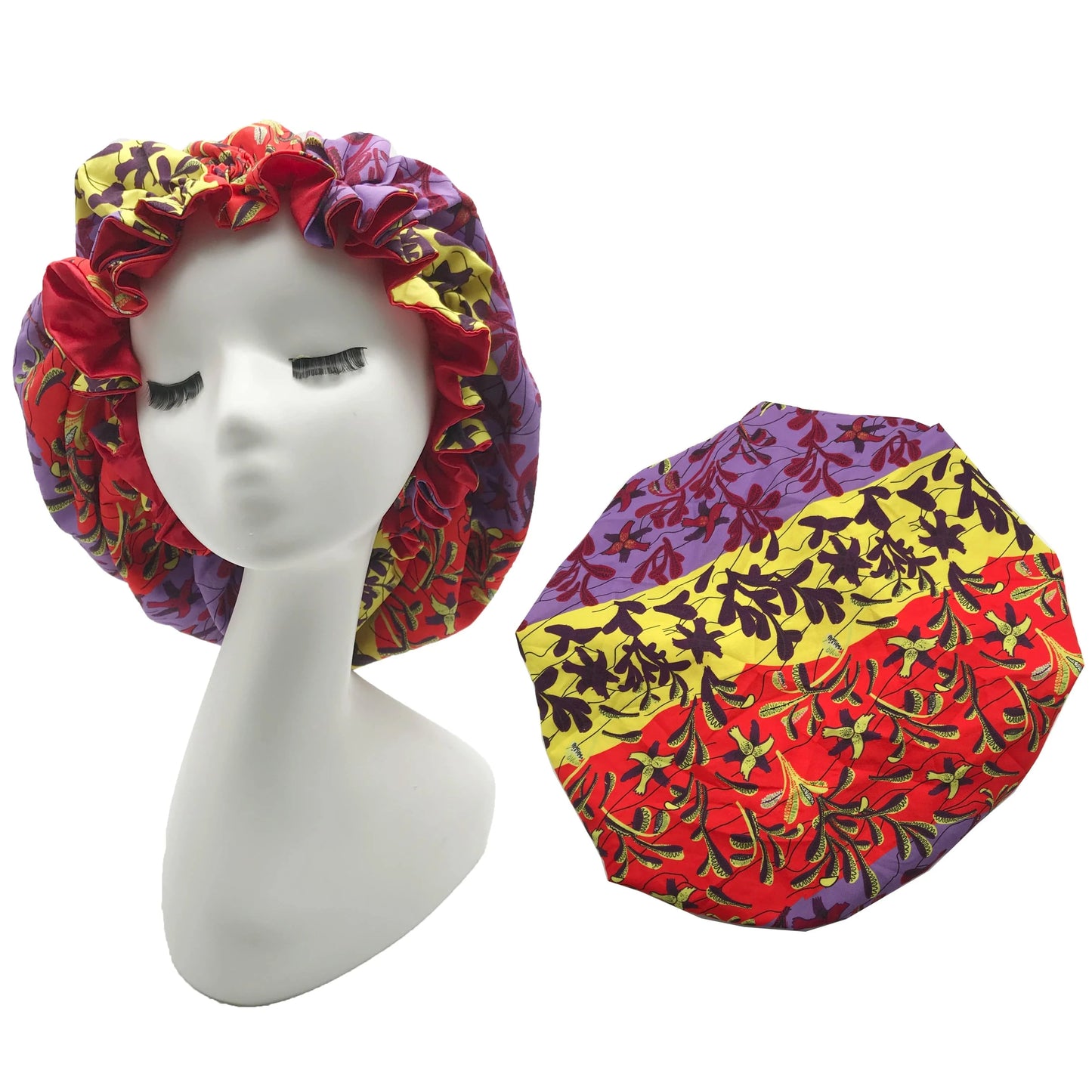 Best Selling Multiple color Handmade Products Custom Silk African Ankara Print Sleep Hair Bonnet with Logo for Wholesale