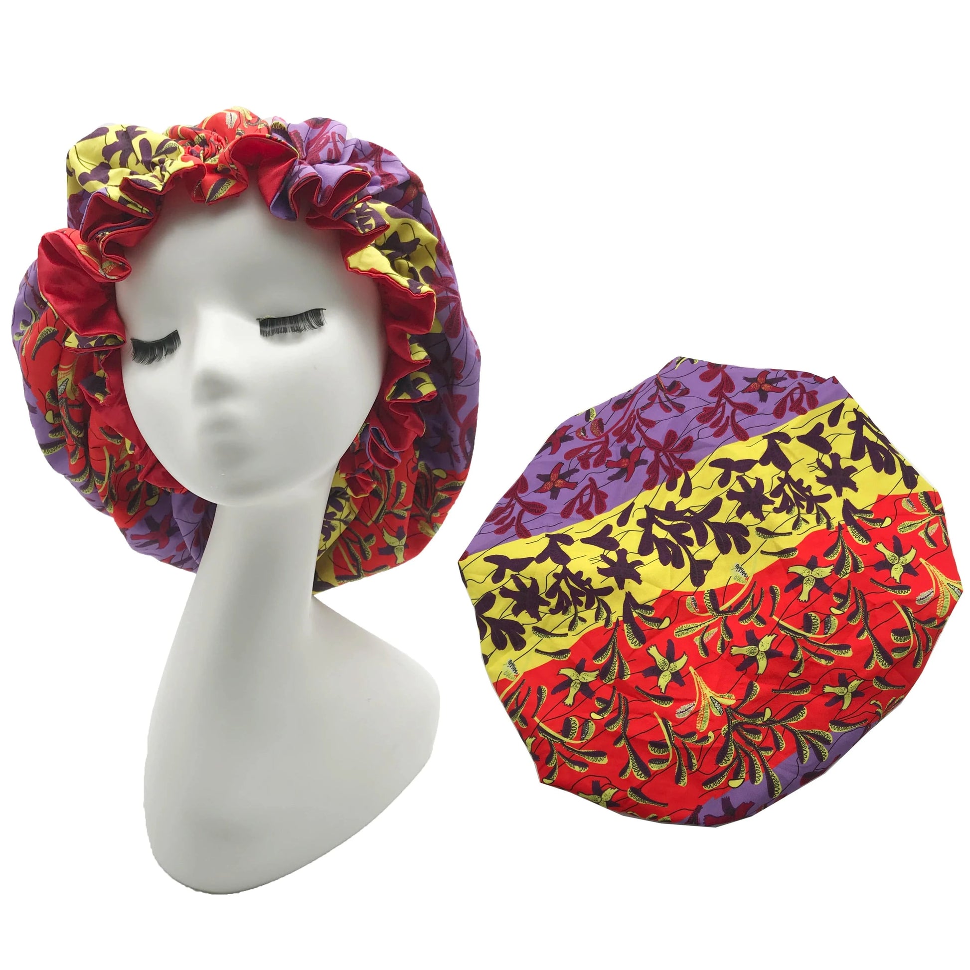 Best Selling Multiple color Handmade Products Custom Silk African Ankara Print Sleep Hair Bonnet with Logo for Wholesale