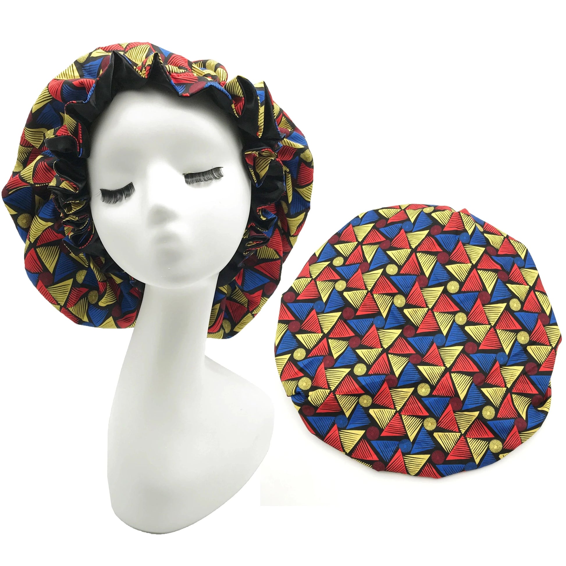Best Selling Multiple color Handmade Products Custom Silk African Ankara Print Sleep Hair Bonnet with Logo for Wholesale