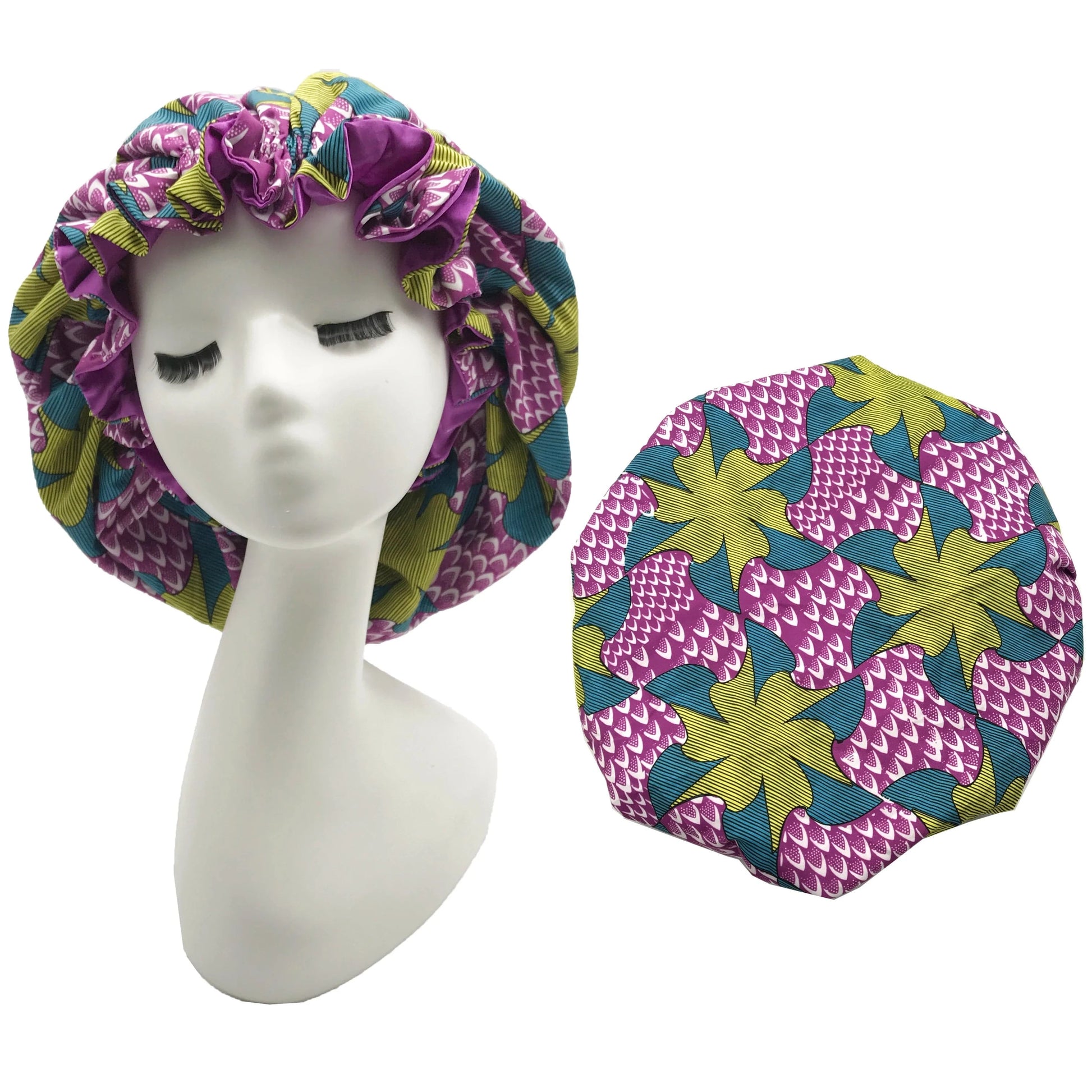 Best Selling Multiple color Handmade Products Custom Silk African Ankara Print Sleep Hair Bonnet with Logo for Wholesale