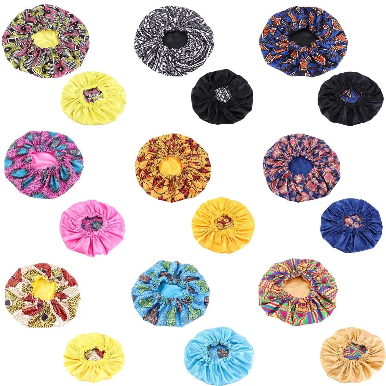 Best Selling Multiple color Handmade Products Custom Silk African Ankara Print Sleep Hair Bonnet with Logo for Wholesale