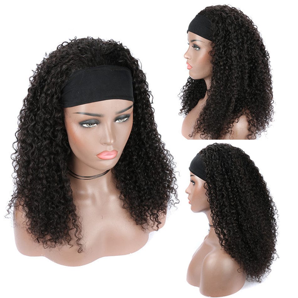Best selling new product human hair curly headband wig 150% density ladies loose deep hairband wig headgear