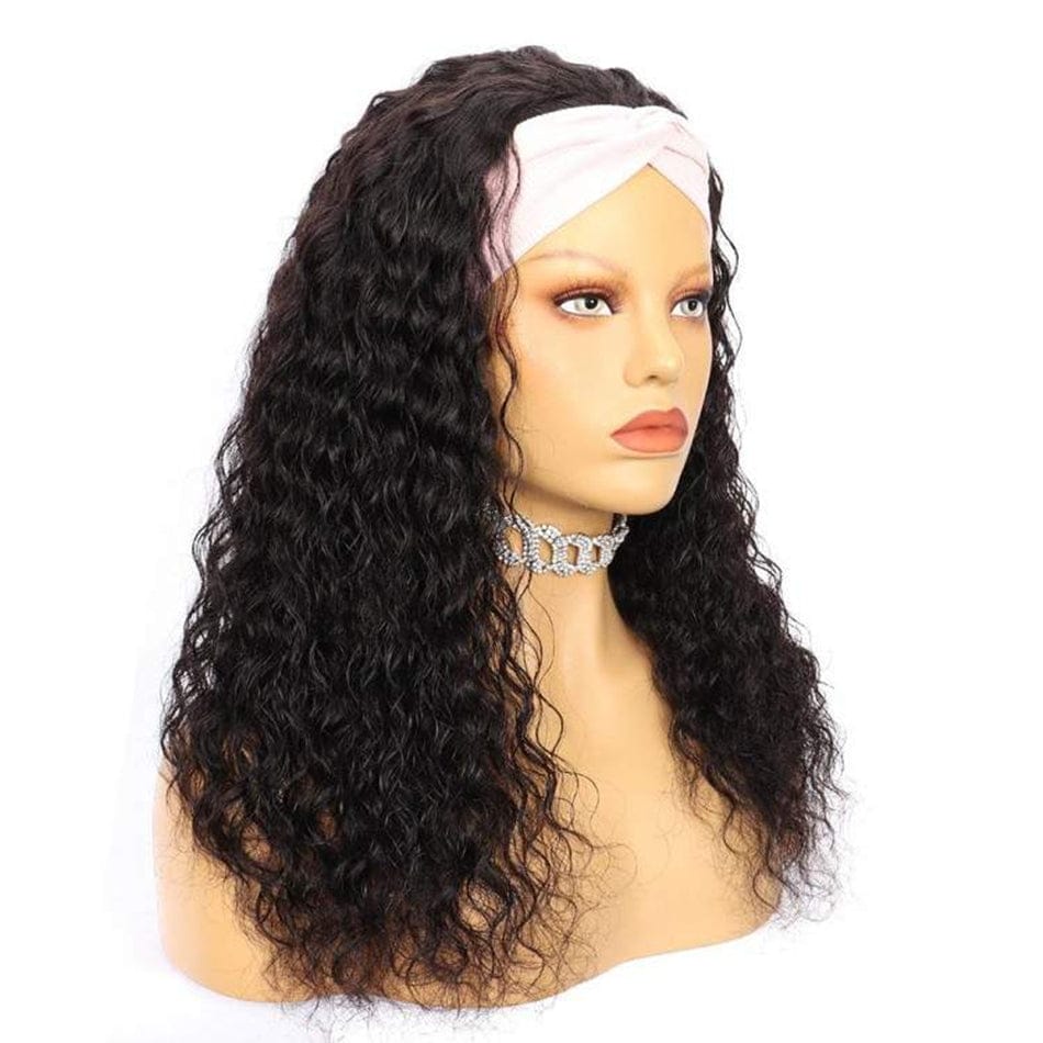 Best selling new product human hair curly headband wig 150% density ladies loose deep hairband wig headgear