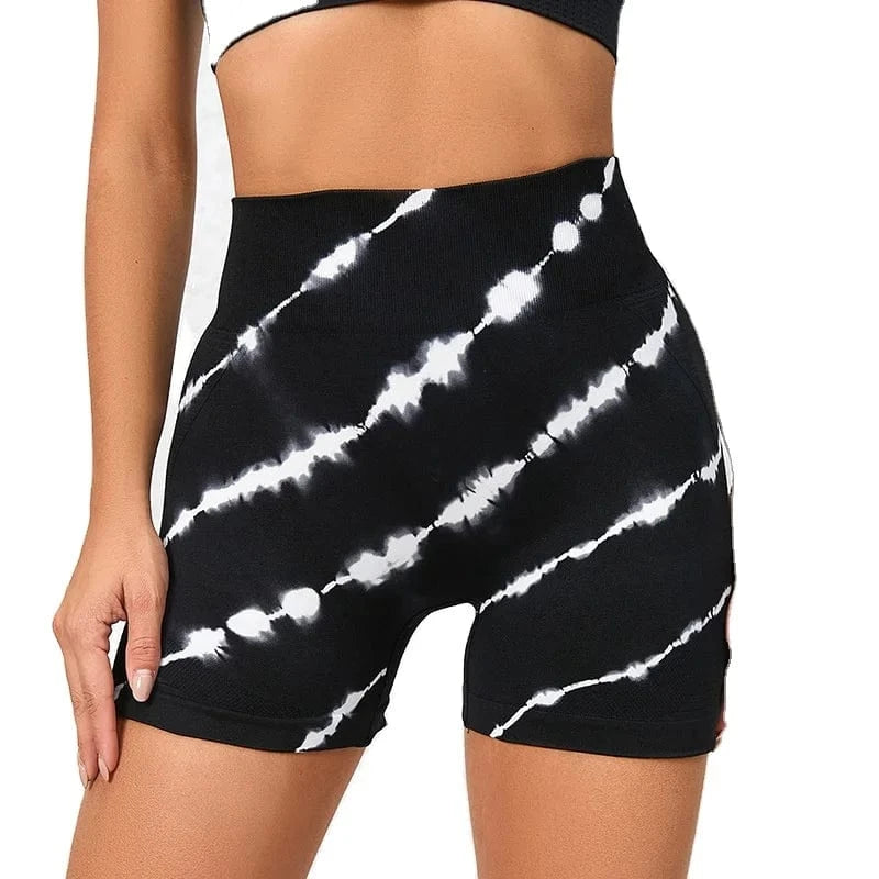 Best Selling Seamless Tie Dye Yoga Pants Summer High Waist Leggings Yoga Sports Women's Shorts