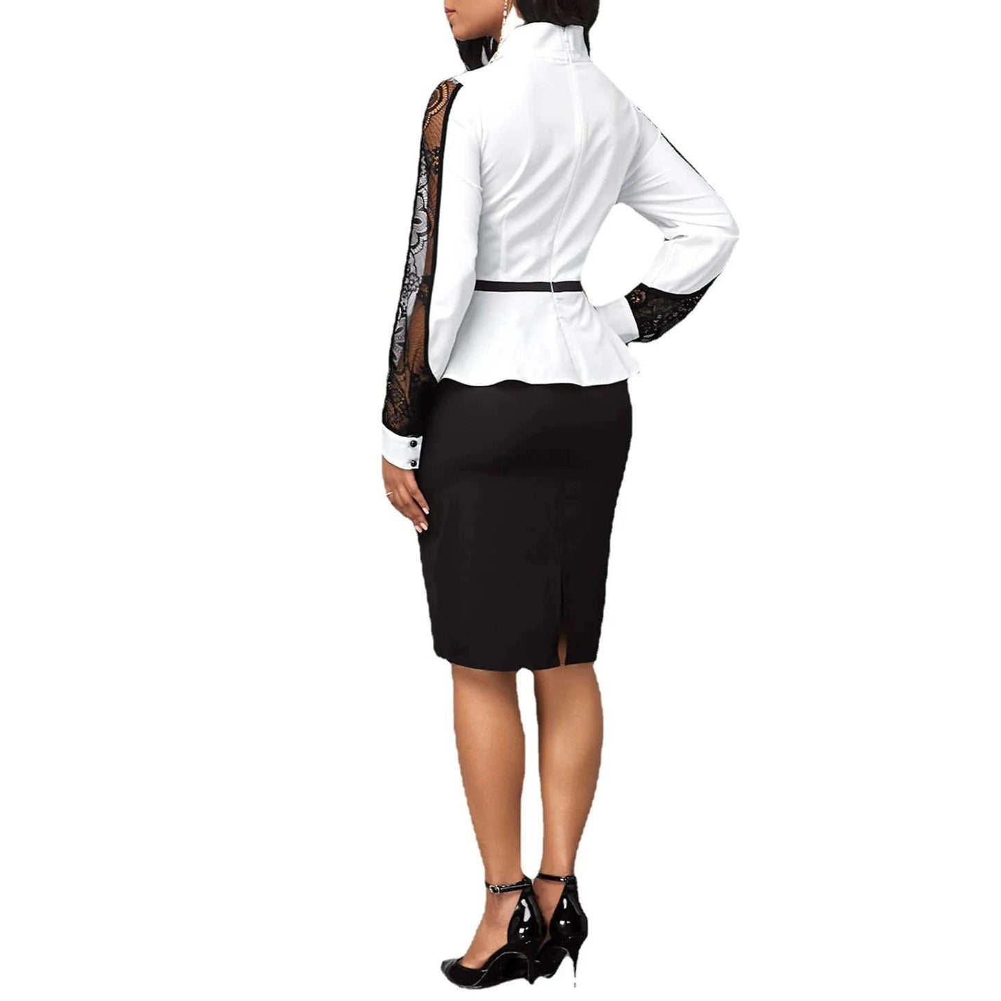 Best Selling Summer New Lace Stitching Contrast Color Slim Professional Dress Fashion Pencil Skirt