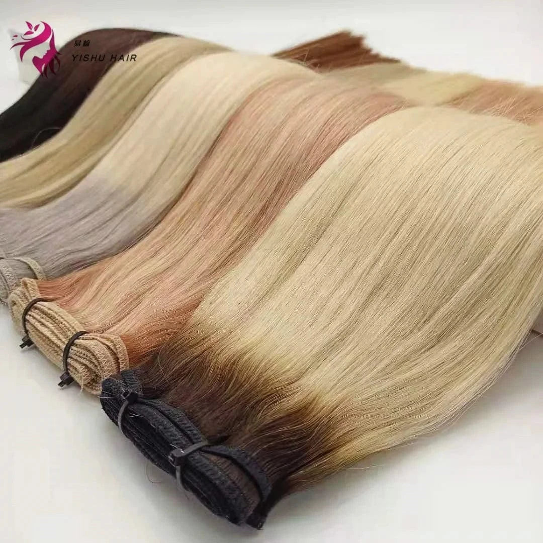 Best selling wholesale bone straight real cuticle aligned natural human hair hand tied weft extensions