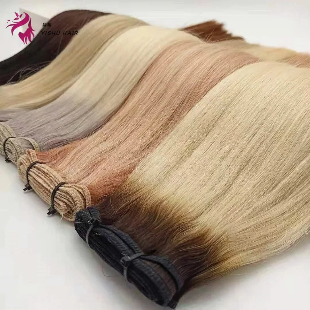 Best selling wholesale bone straight real cuticle aligned natural human hair hand tied weft extensions