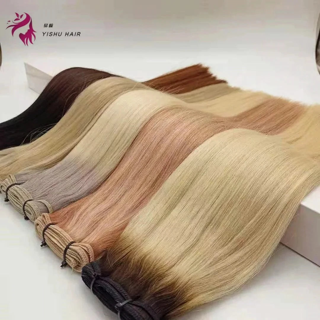 Best selling wholesale bone straight real cuticle aligned natural human hair hand tied weft extensions