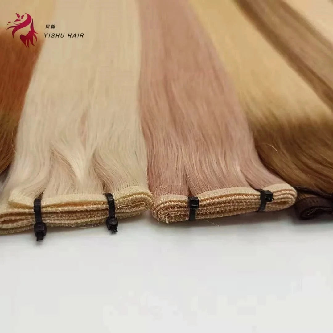 Best selling wholesale bone straight real cuticle aligned natural human hair hand tied weft extensions