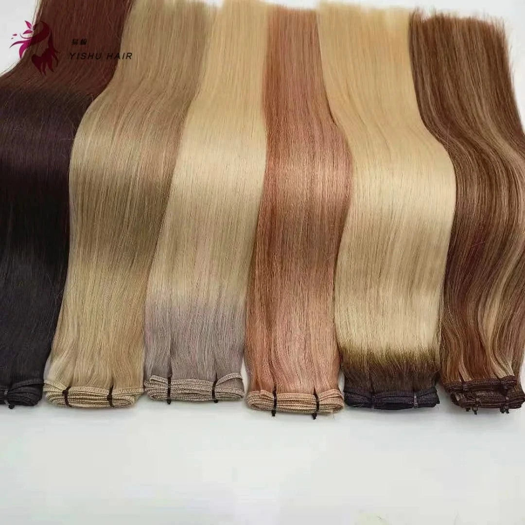 Best selling wholesale bone straight real cuticle aligned natural human hair hand tied weft extensions