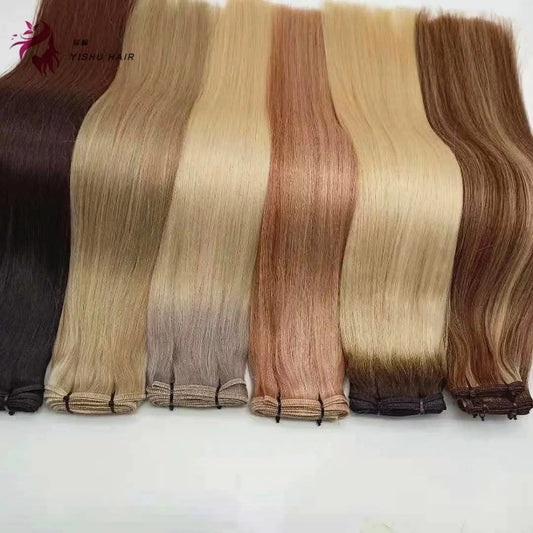 Best selling wholesale bone straight real cuticle aligned natural human hair hand tied weft extensions