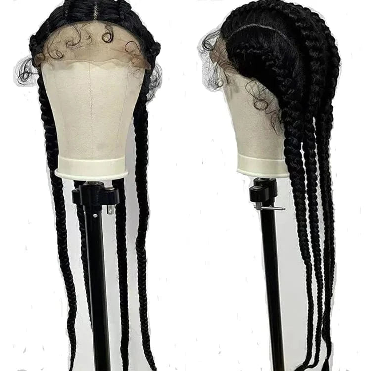Best Vendor for Braided Wigs Hair Frontal Lace Box Braiding Hair 13X2.5 13X3 Density 150% Fiber French Curl Braiding Hair