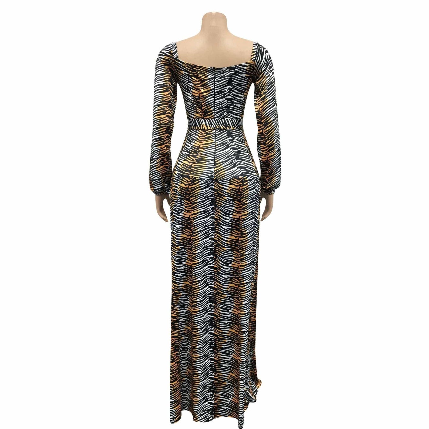 BH676 women tiger leopard  print long slit dresses