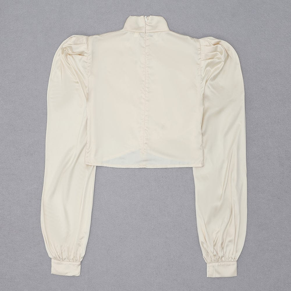 BH7535 European And American New Women'S Temperament Long Sleeve Satin Top Fashion Round Neck Crop Top 2022