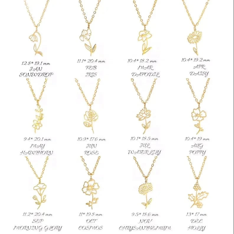 Birth Flower Necklace for Women Mom Gift Best Friend Birthday Gifts Necklace personalized jewelry birth month flower
