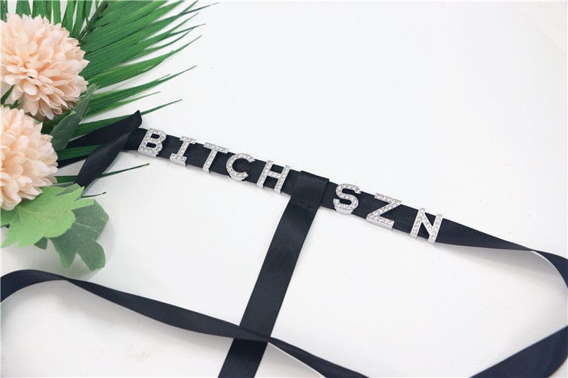 BITCH SZN-3561 Punk Simple Letter Multi Layer Sexy Bing Butterfly Waist Chain Crystal Belly Chain Women Summer Beach Bikini body chain