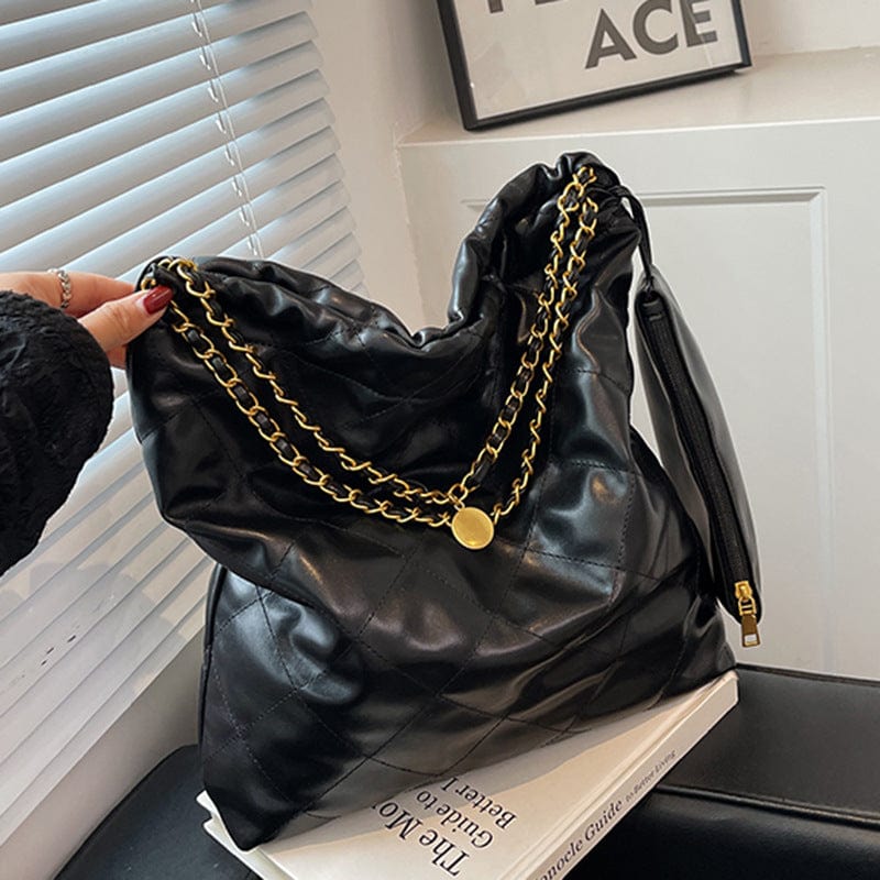 black 2022 Designer New Vegan Leather Purse for Ladies Inclined Shoulder Bag Lady Quilted Chains Handbags for Women Luxury Custom Logo