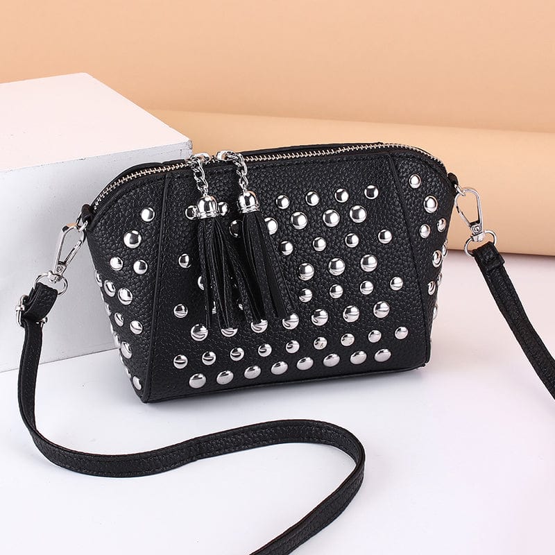 black 2022 new trend rivet fringed small  fashion woman bags cross body bag shoulder bag wholesale 13090